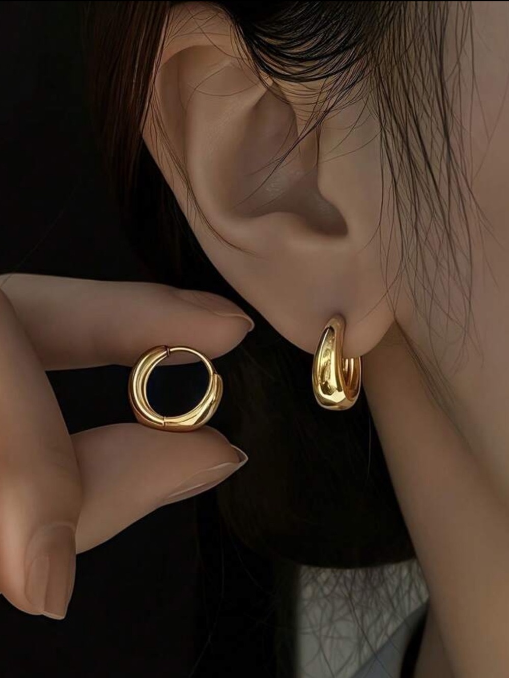 Classic Gold Hoop Earrings, Small Gold Hoops, Gold Huggie Hoops
